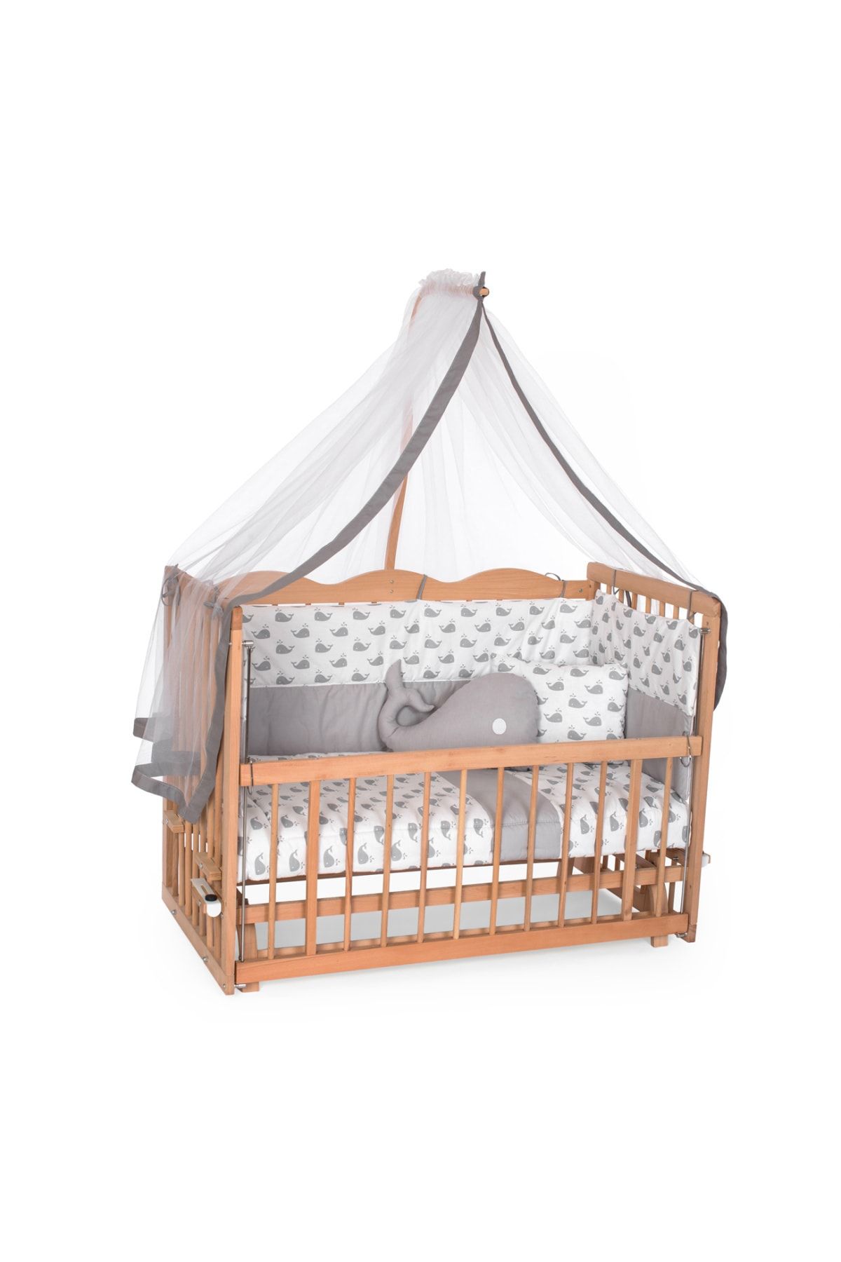 Carino Wins Ahşap Renk Sallanır Yataklı Anne Yanı Beşik Uyku Setli 60 x120