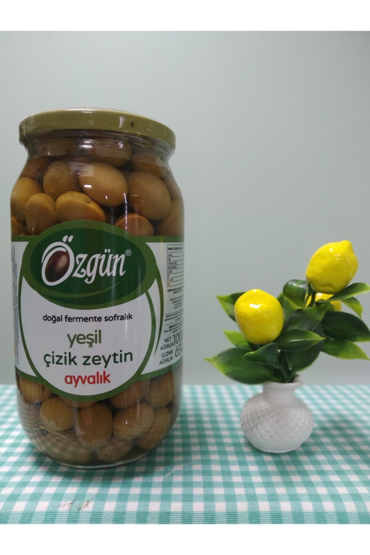 ÖZGÜN ZEYTİN & ZEYTİNYAĞI Özgün Ayvalık Çizik Yeşil Zeytin 650 gram