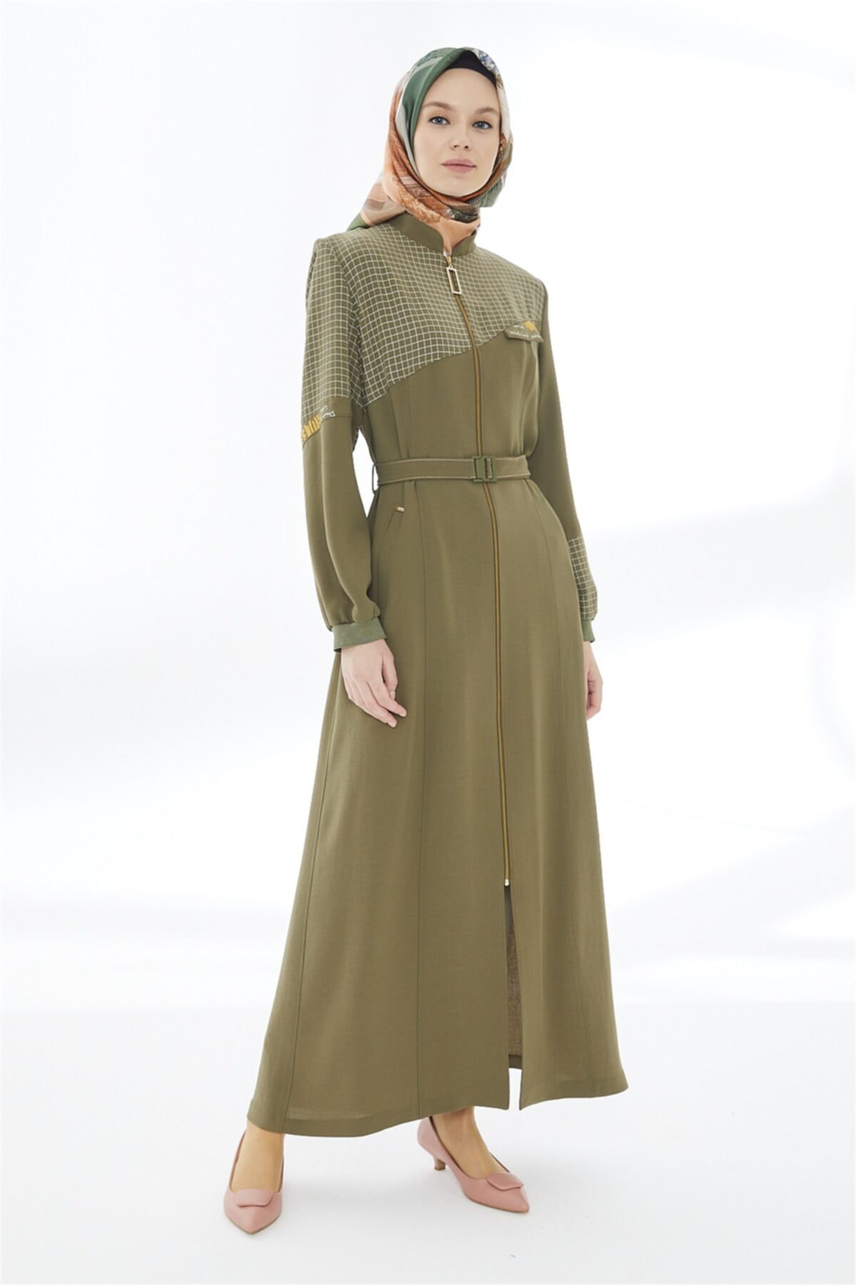 Zühre Kemer Detaylı Haki Pardesü 12431