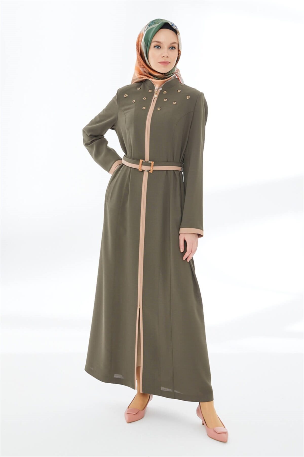 Zühre Haki Pul Payet Detaylı  Pardesü 12420