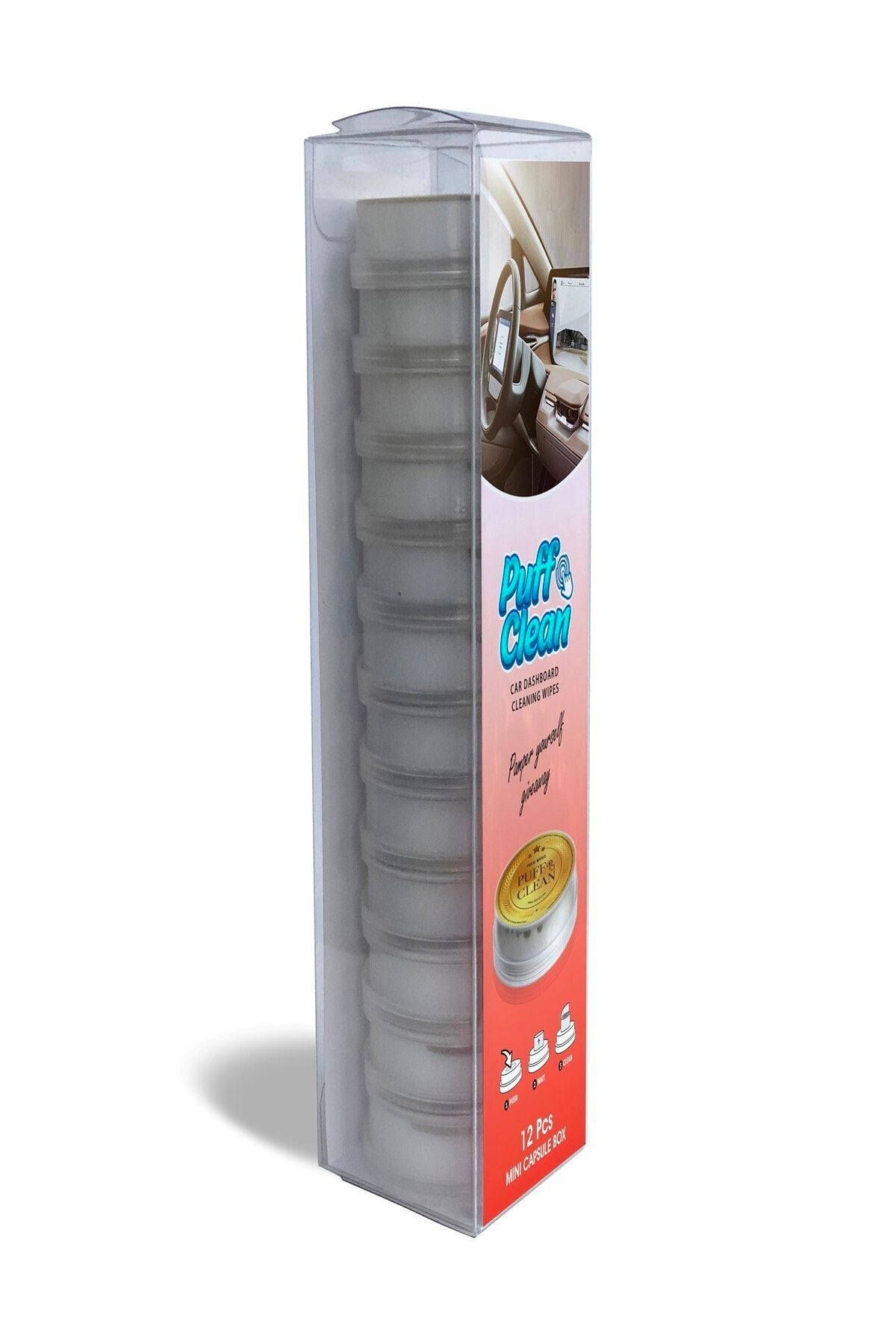 Pufai Puff Clean Oto Temizleme Araç Gösterge Panosu Torpido Temizleme Mendili Iz Bırakmaz 12 Kapsül