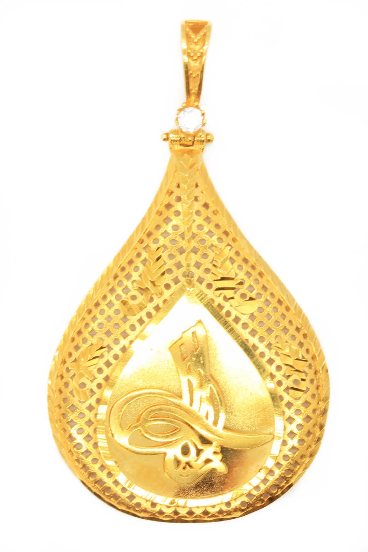 CiGOLD 22 Ayar Altın Taşlı Tuğralı Kolye Ucu K2klu0880055547