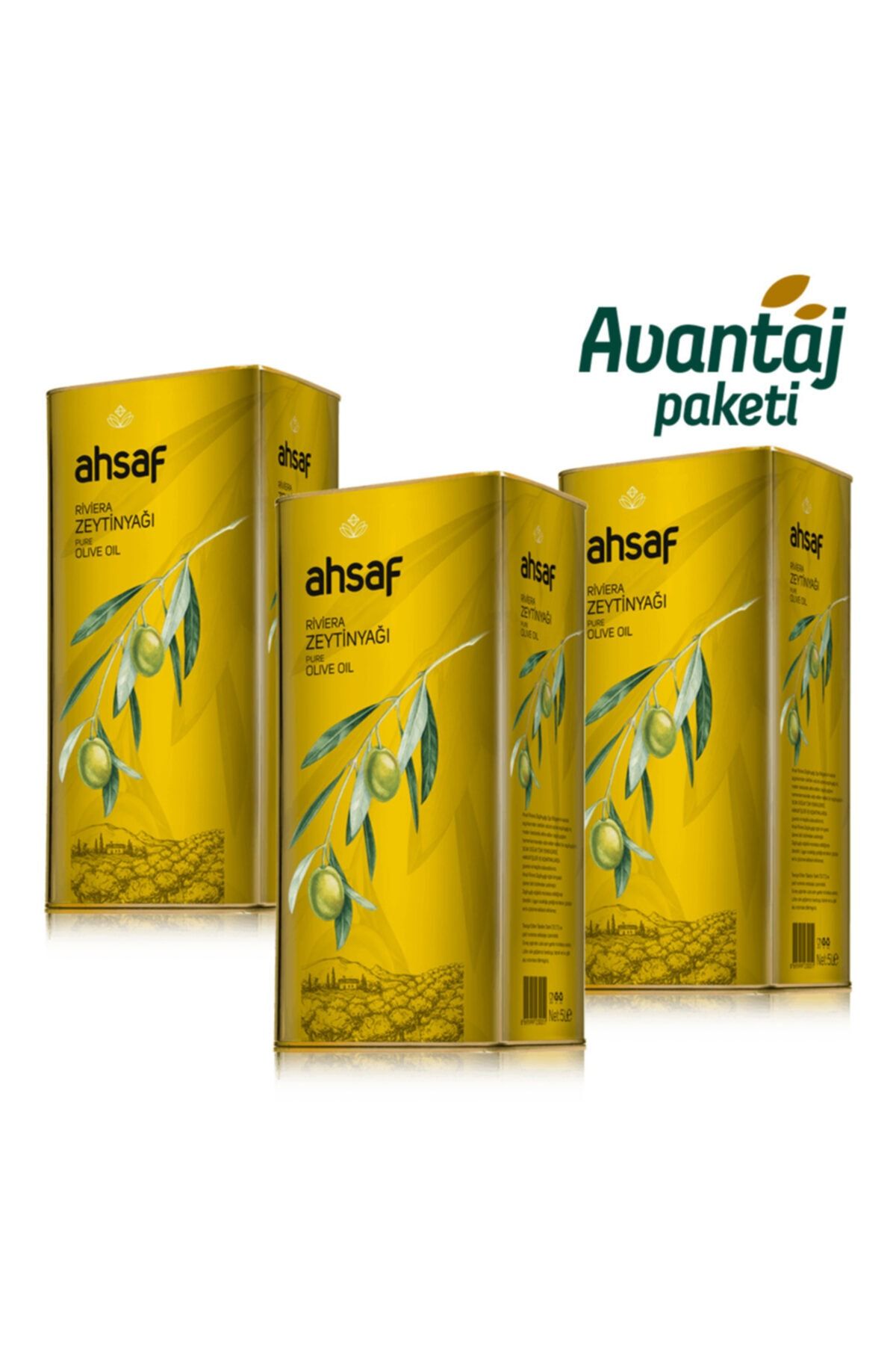 Ahsaf Avantaj Paketi 5 Lt Riviera Zeytinyağı (3 Adet)