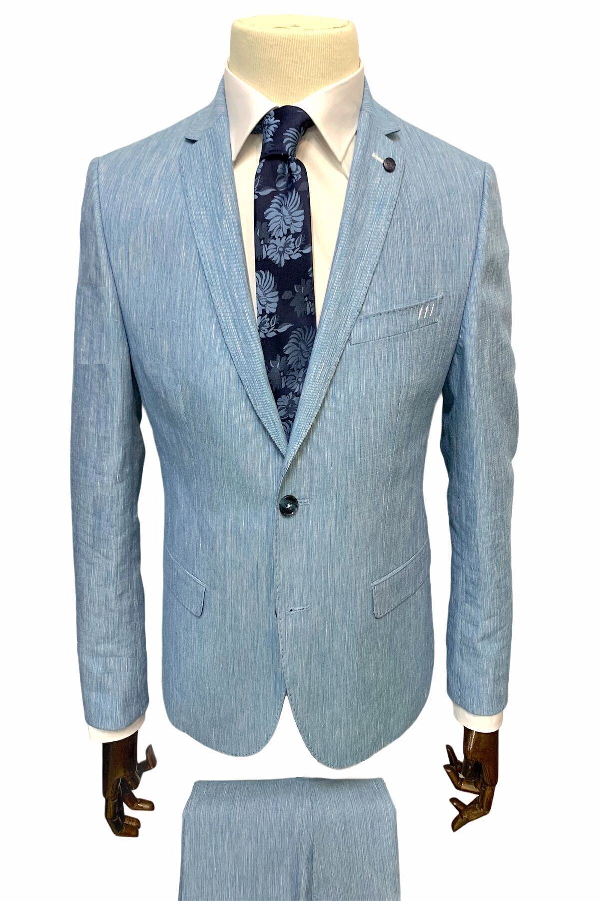 Cemsa Collection Cemsa Slim Fit Keten Takım Elbise