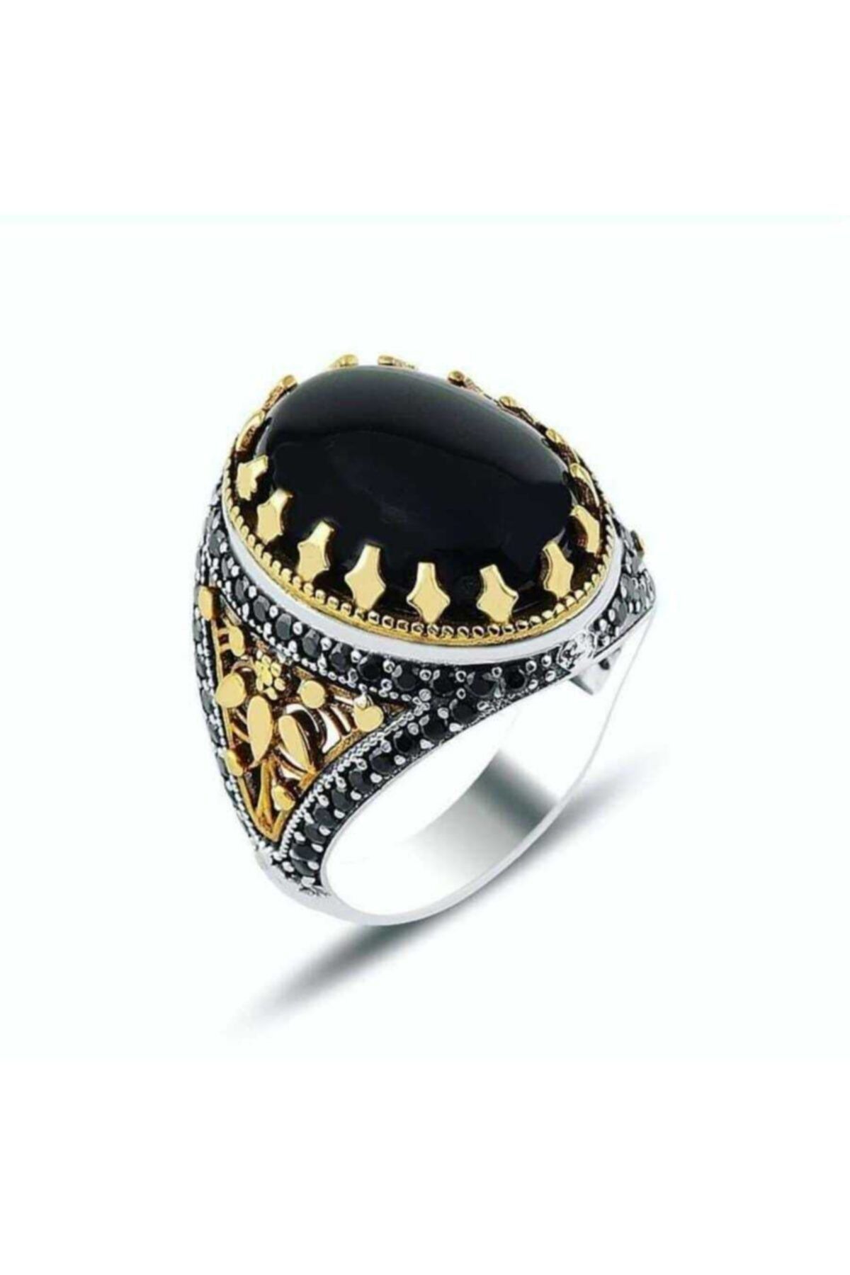 Argento Silver Erkek  Akik Taşlı 925 Ayar Gümüş Yüzük