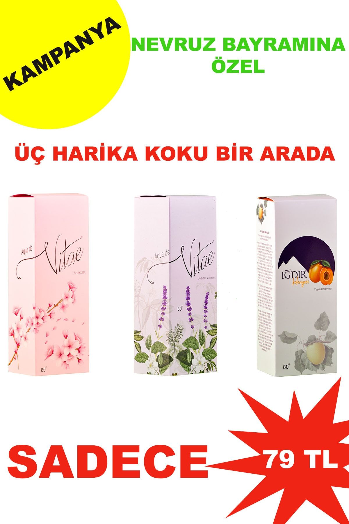Aqua De Vitae Üçü Bir Arada Trio Kolonya