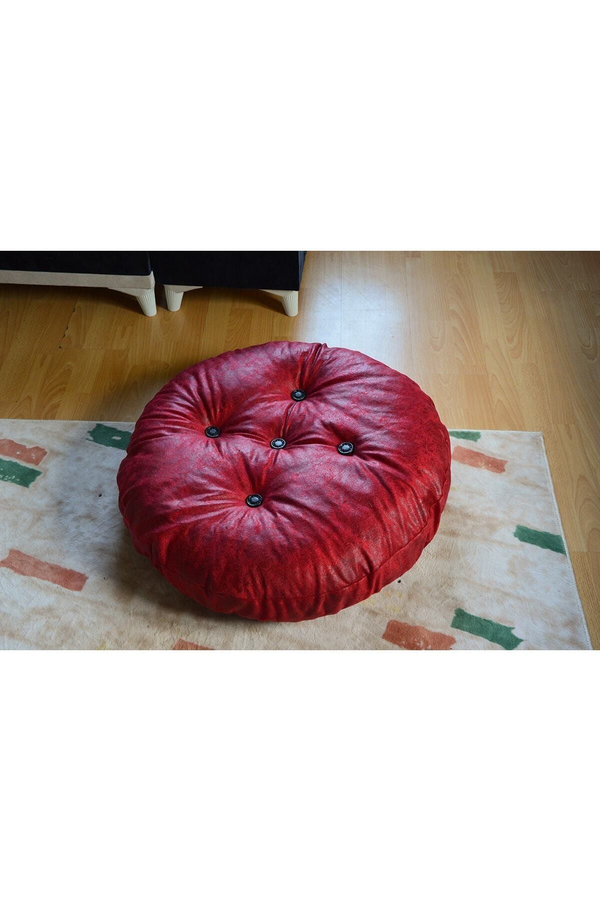 Puffy Icon Puf Kırmızı Kırlent Mini Yer Puf Minder Oval Anti-bakteriyel Kumaş Yumuşak Doku Kırlent Kırmızı