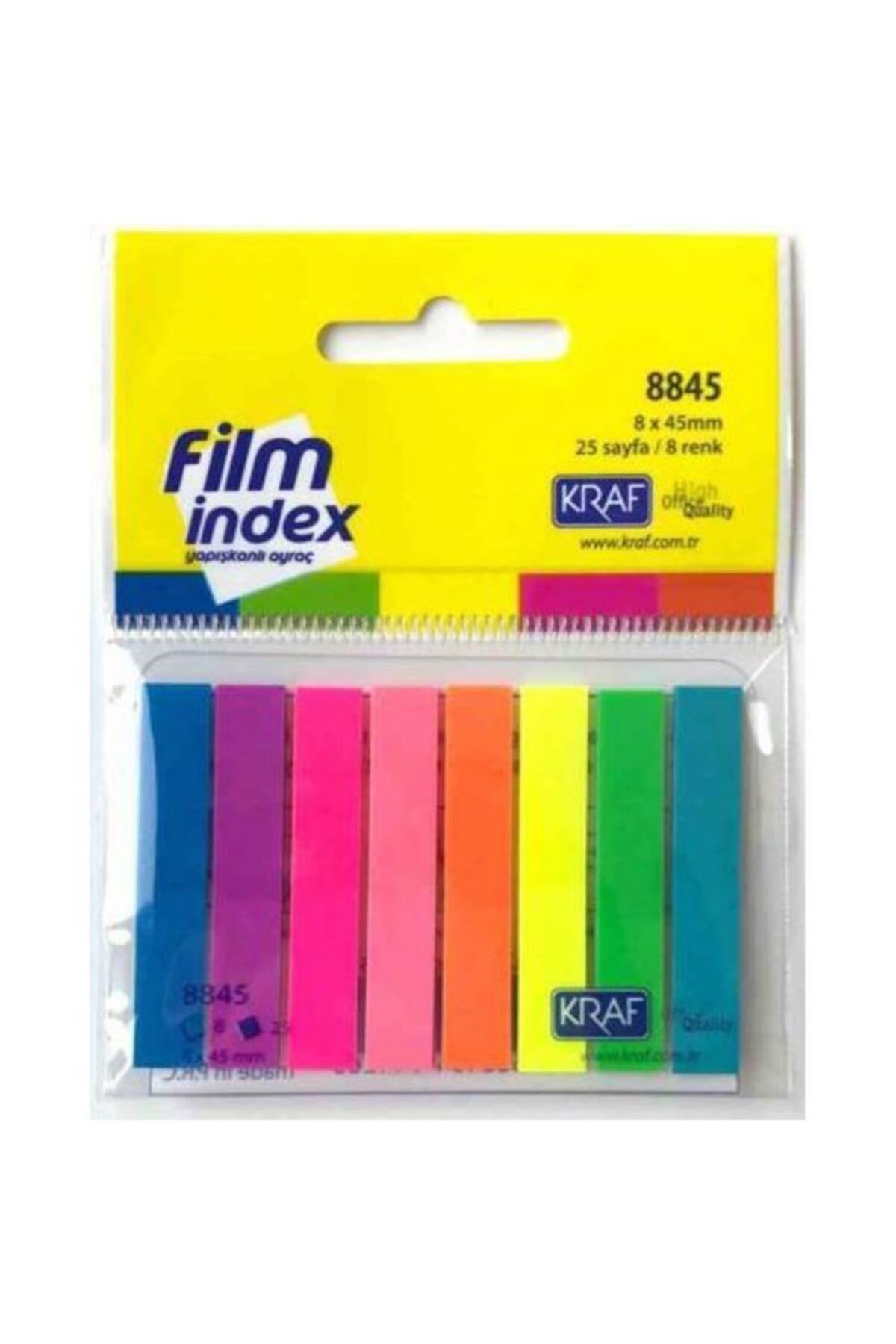 KRAF Fılm Yapışkanlı Ayraç Index 8x45mm. 25 Sayfa 8 Renk - 8845