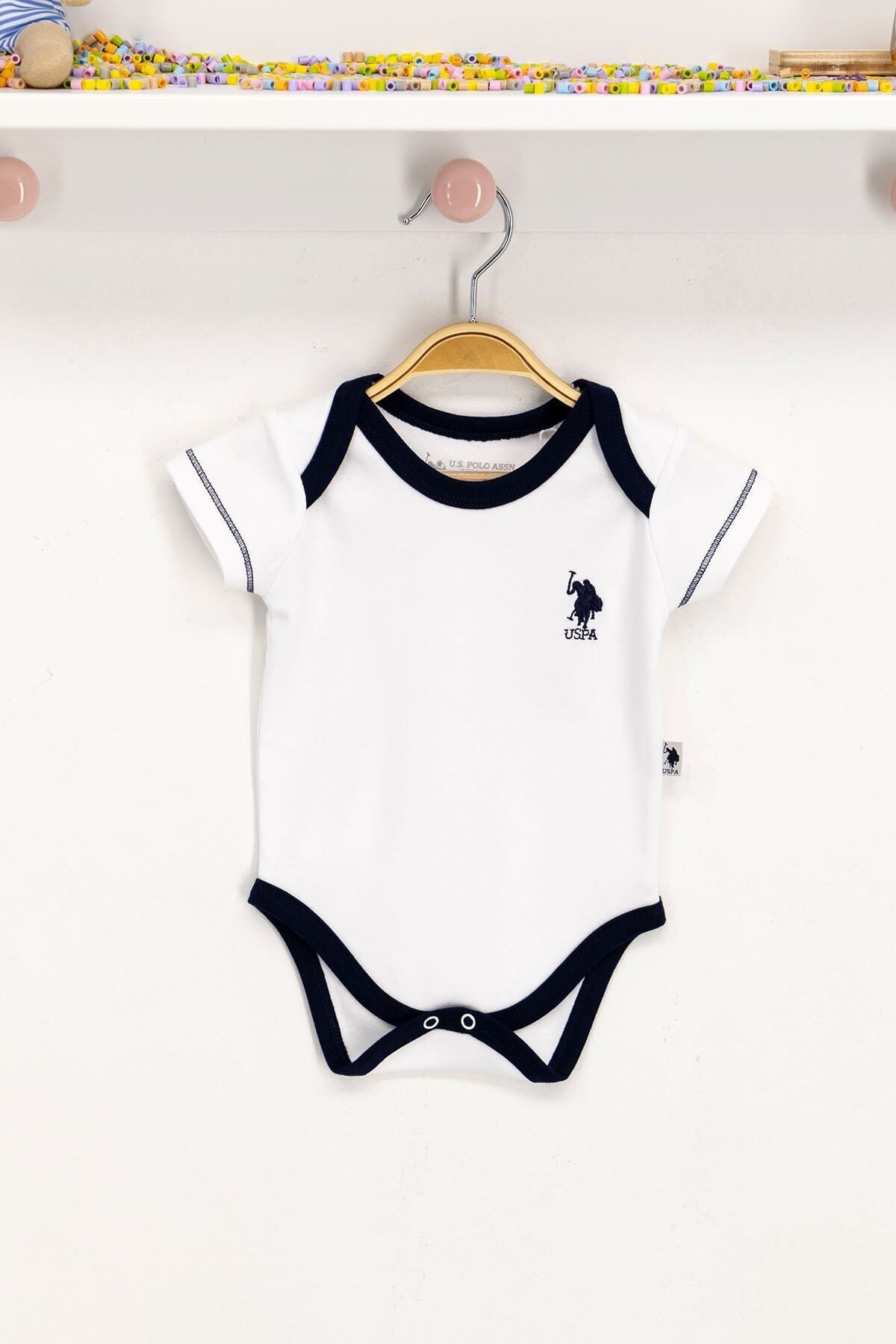 U.S. Polo Assn. Lisanslı Beyaz Bebek Body Zıbın