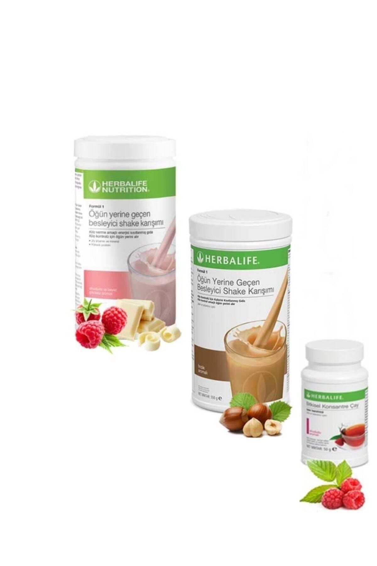 Herbalife Besleyici Shake Karışımı Formül 1 Ahududu 550g 1 Fındık 550g 1 Ahududu Çay 50g
