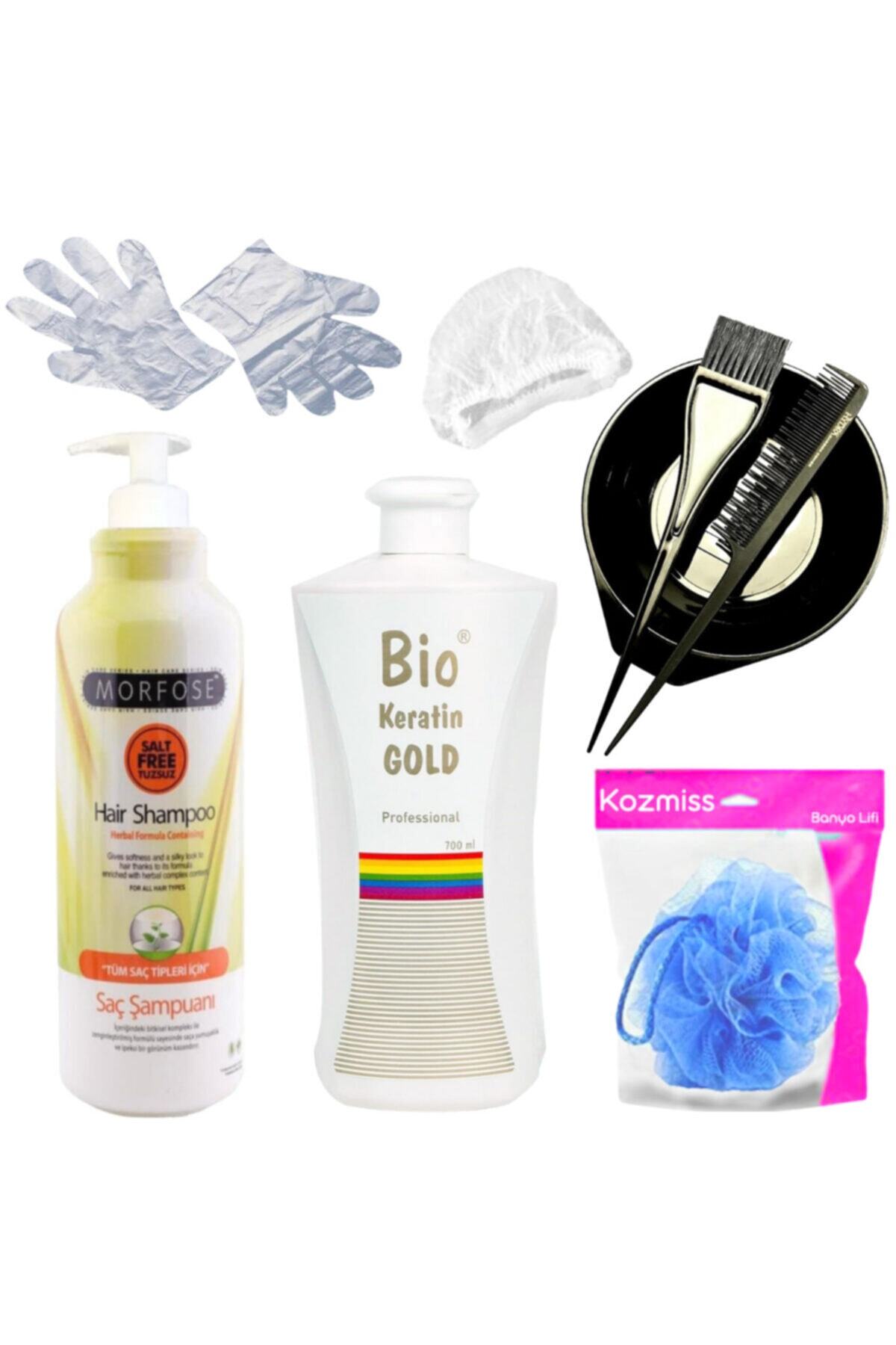 Kozmiss Morfose Tuzsuz Şampuan + Bio Keratin Gold Brezilya Fönü Seti 6 Parça