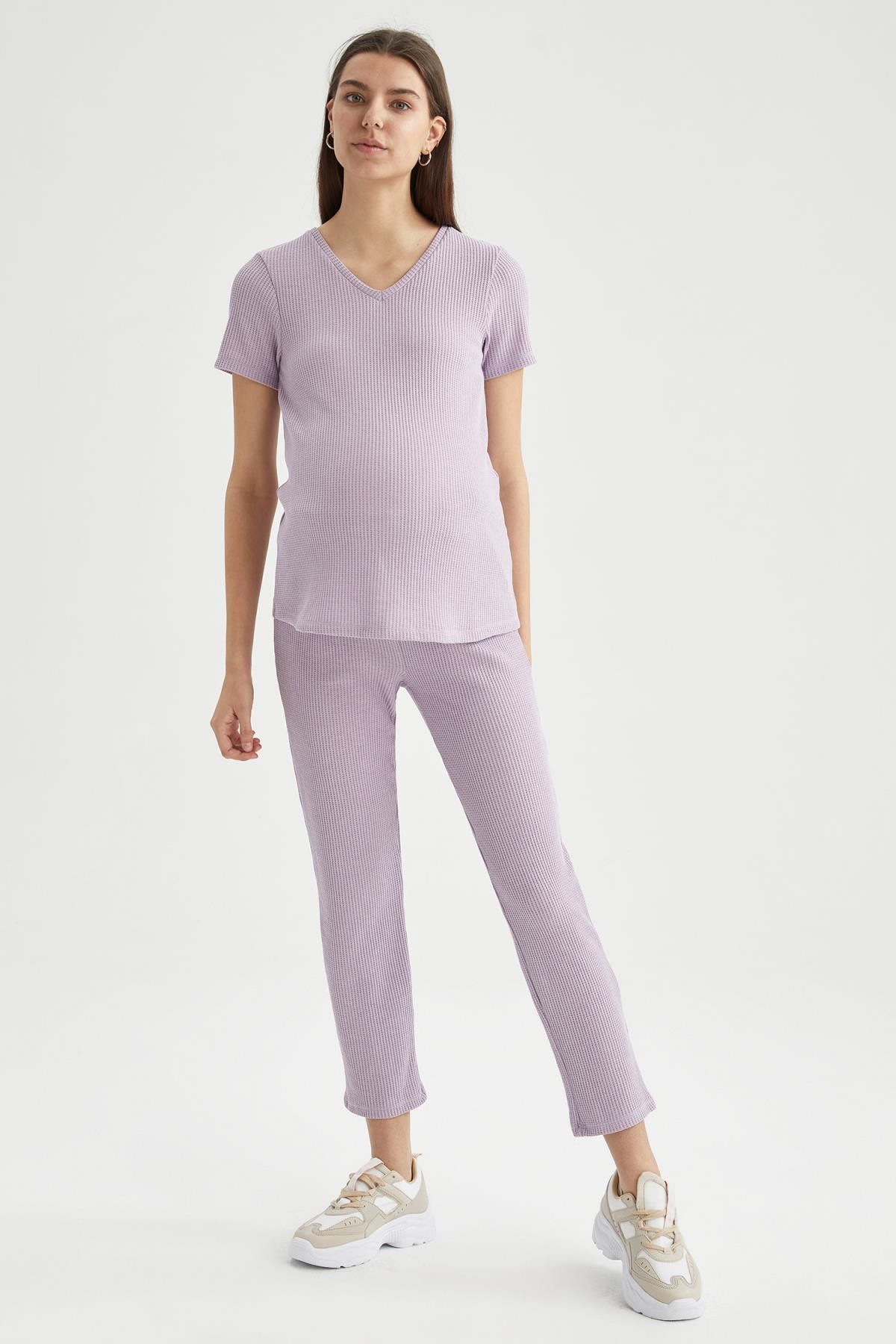 DeFacto Kadın Mor Basic Slim Fit Örme Hamile Taytı U6637AZ21SP