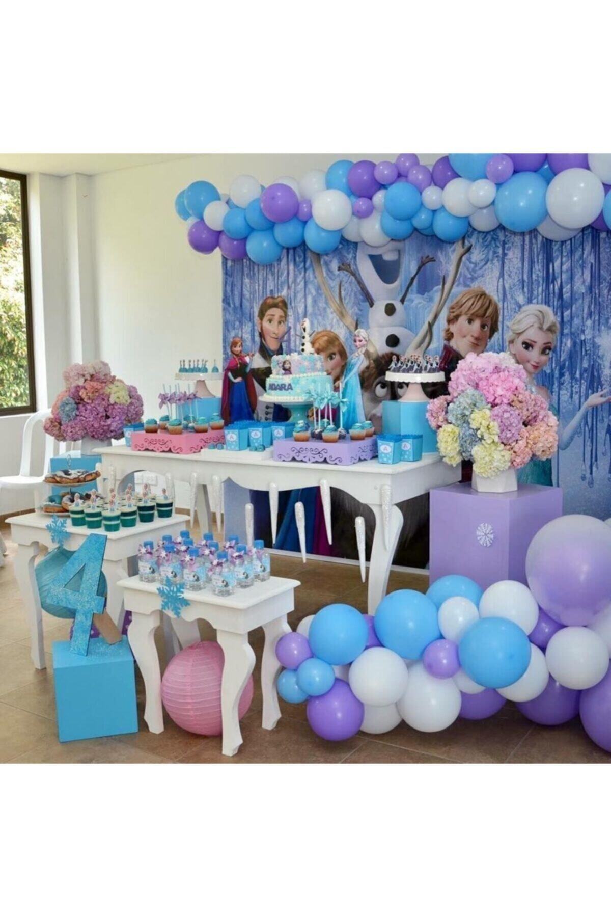 Aşkın Parti Evi Frozen Konsept Balon Ve Balon Zinciri Metalik Balon Ve Dekorasyon Zincir Şerit Karlar Ülkesi Konsept