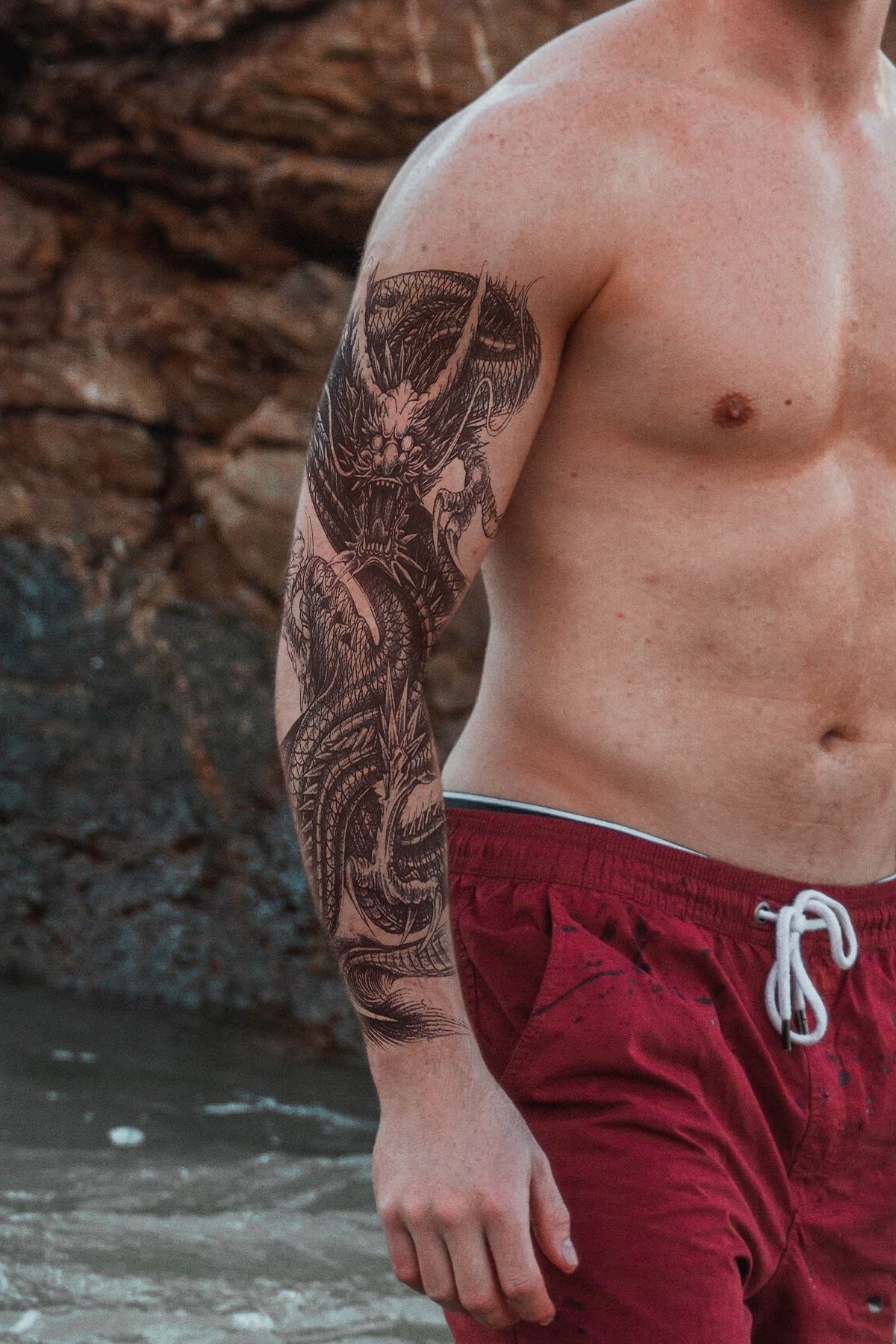 TAKIŞTIR Geçici Ejderha Kol Dövme Tattoo