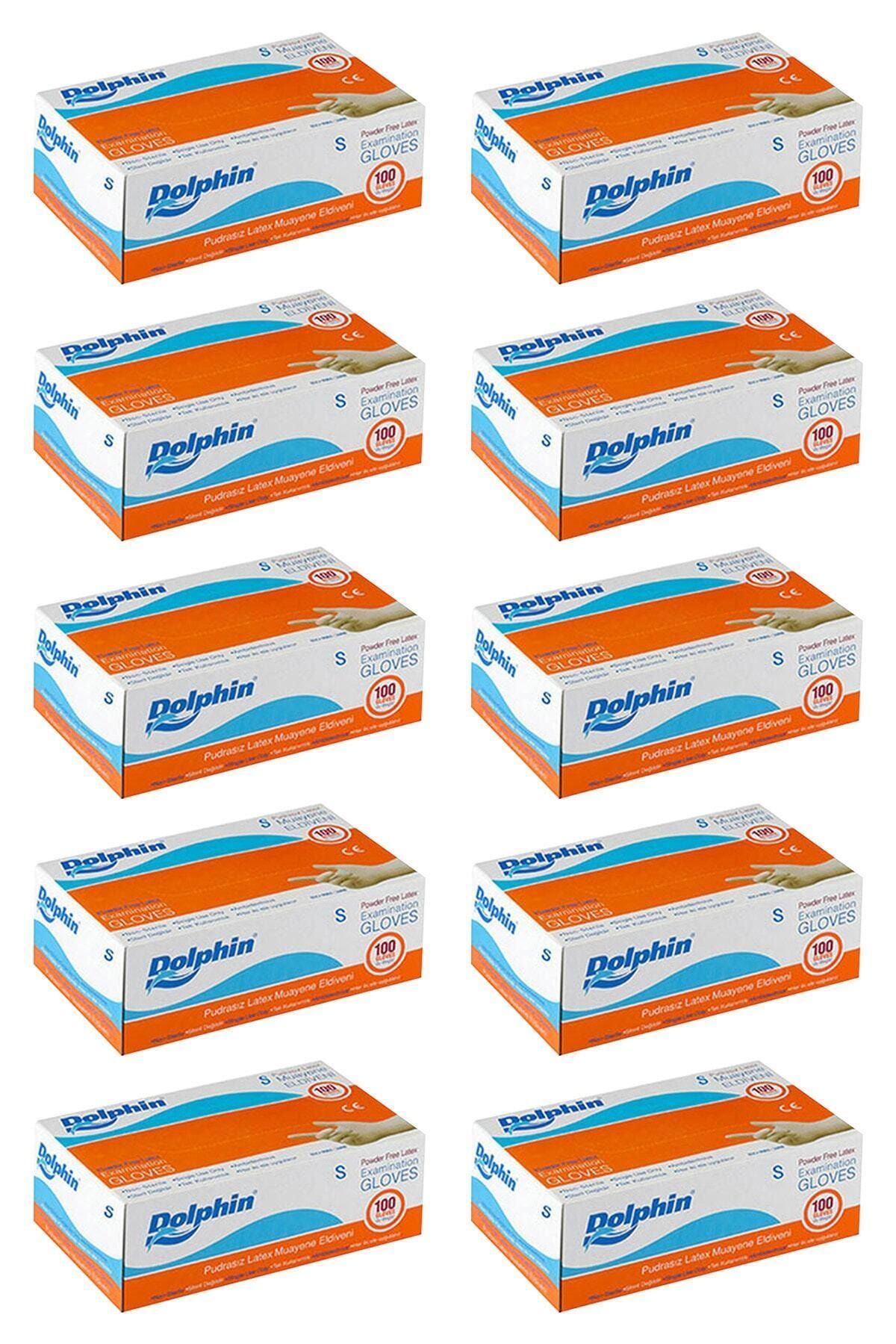 Dolphin Beyaz Lateks Eldiven Pudrasız (s) 100lü Paket 10 Adet