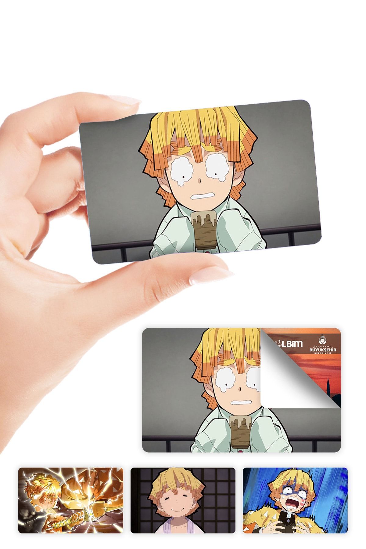 ZipZap Zenitsu Agatsuma Kart Kaplama Sticker 4 Adet Demon Slayer Kimetsu No Yaiba