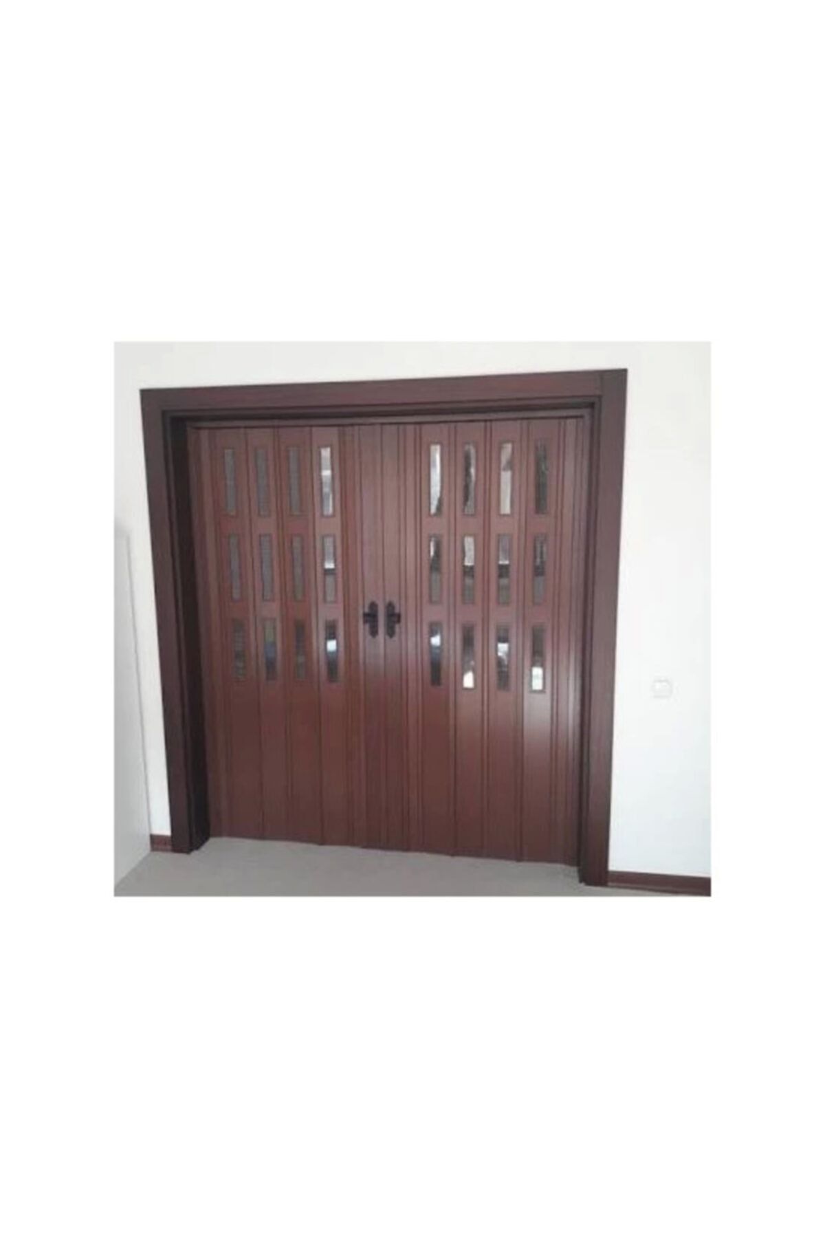 ERİKMANN Akordiyon Pvc Kapı -132 X 235 Cm Renkli Camlı Çift Açılım