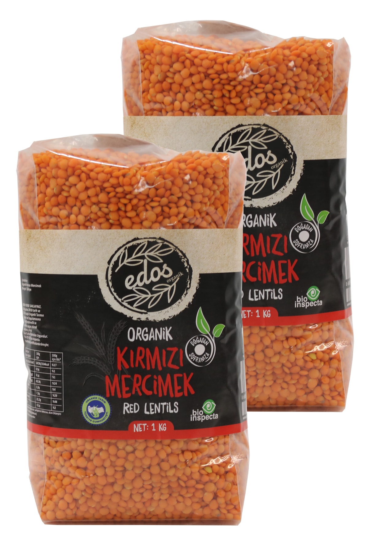 EDOS Organik Kırmızı Mercimek 1 Kg X 2 Adet