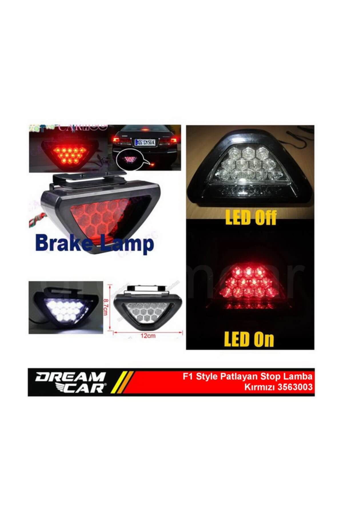 Dreamcar F1 Style Kırmızı Flash Patlayan Stop Lamba 12Led 3563003