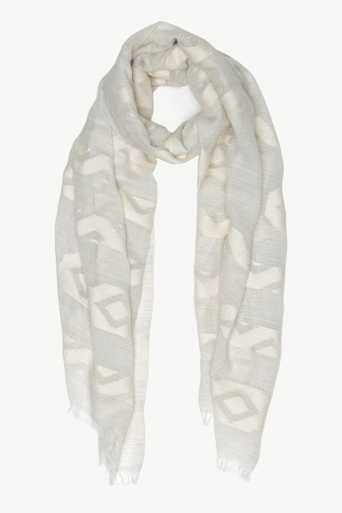 Yargıcı Kadın Ekru Desenli Pamuk Şal 9YKSL1308X