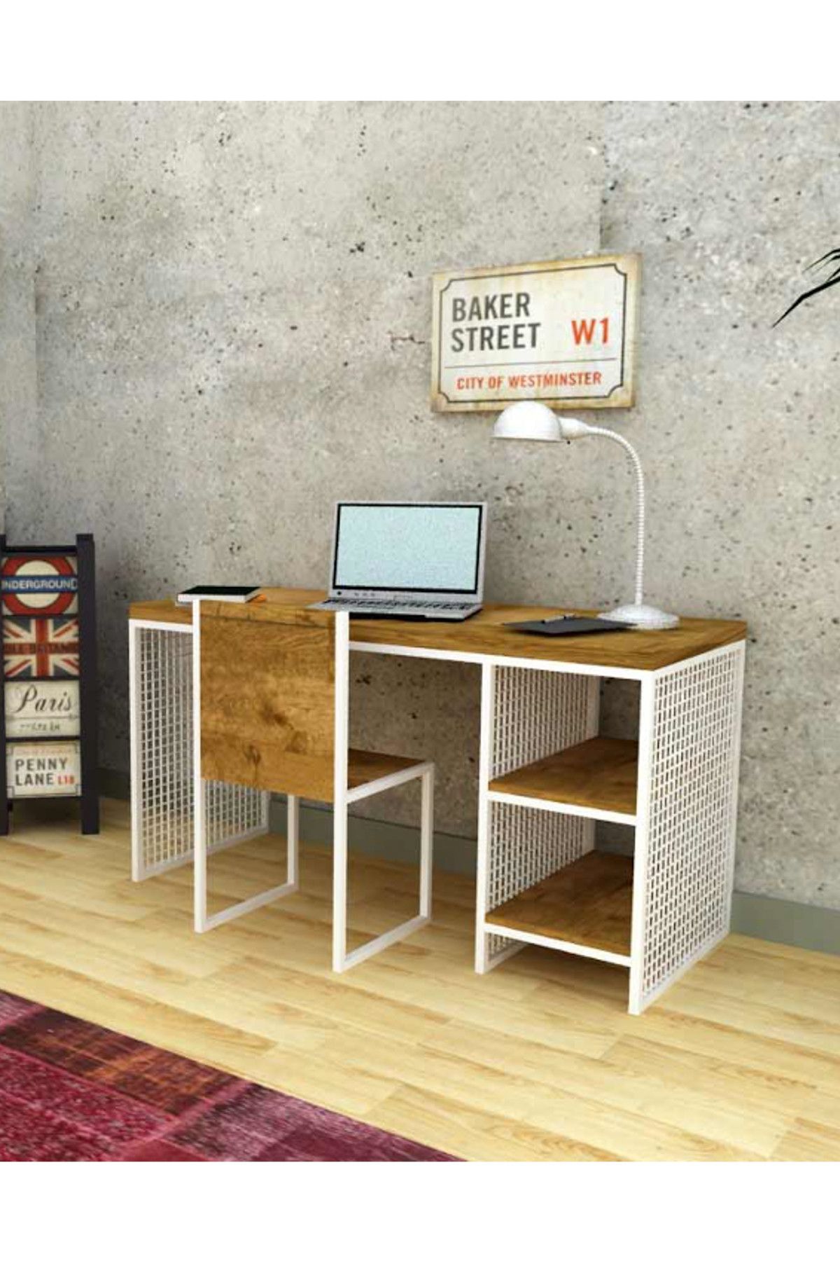 Archi Ahşap Atölyesi Worley White Grid Çalışma Masası 150 Cm
