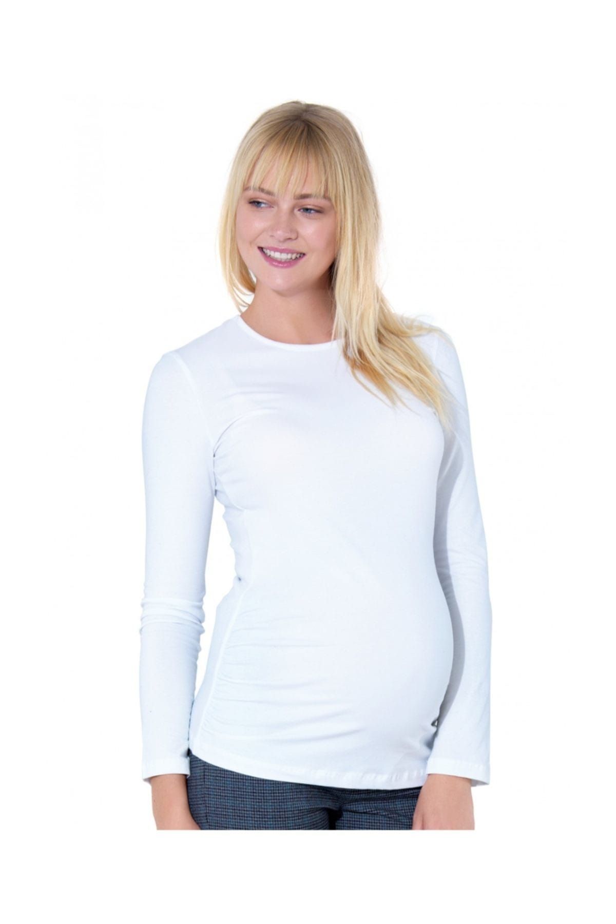 Ebru Maternity Beyaz Hamile Body 4256