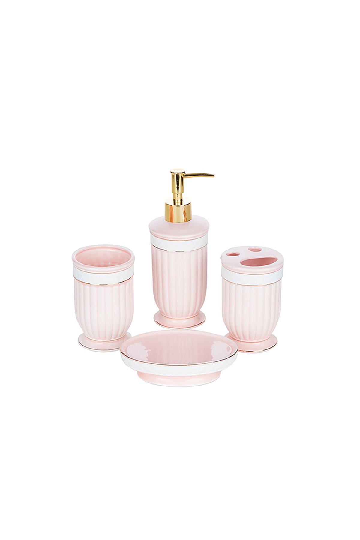 BİEV 4 Parça Banyo Seti Pembe HGZ301