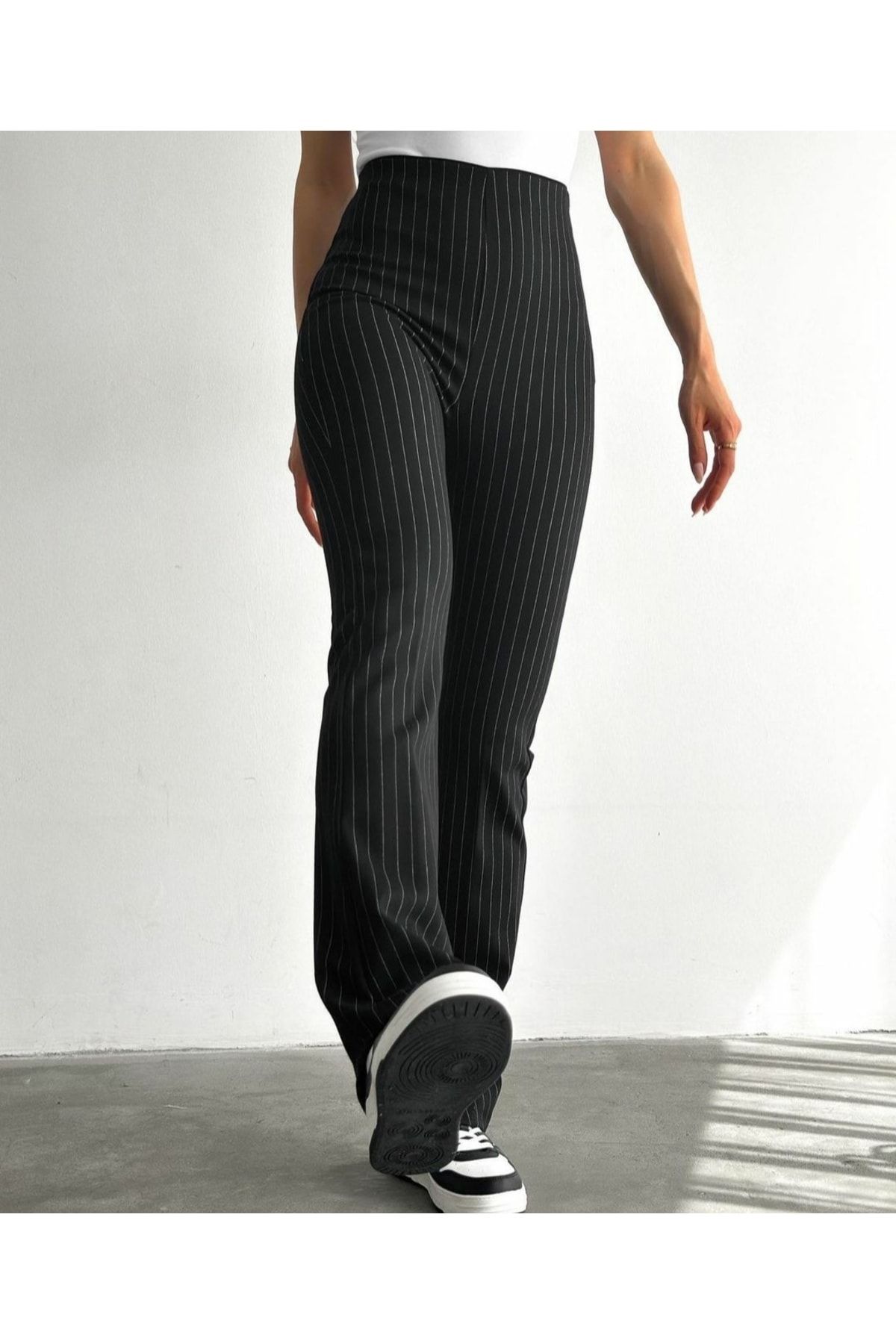 Noa Noa Striped Waist Elastic Wide Leg Women s Trousers Trendyol