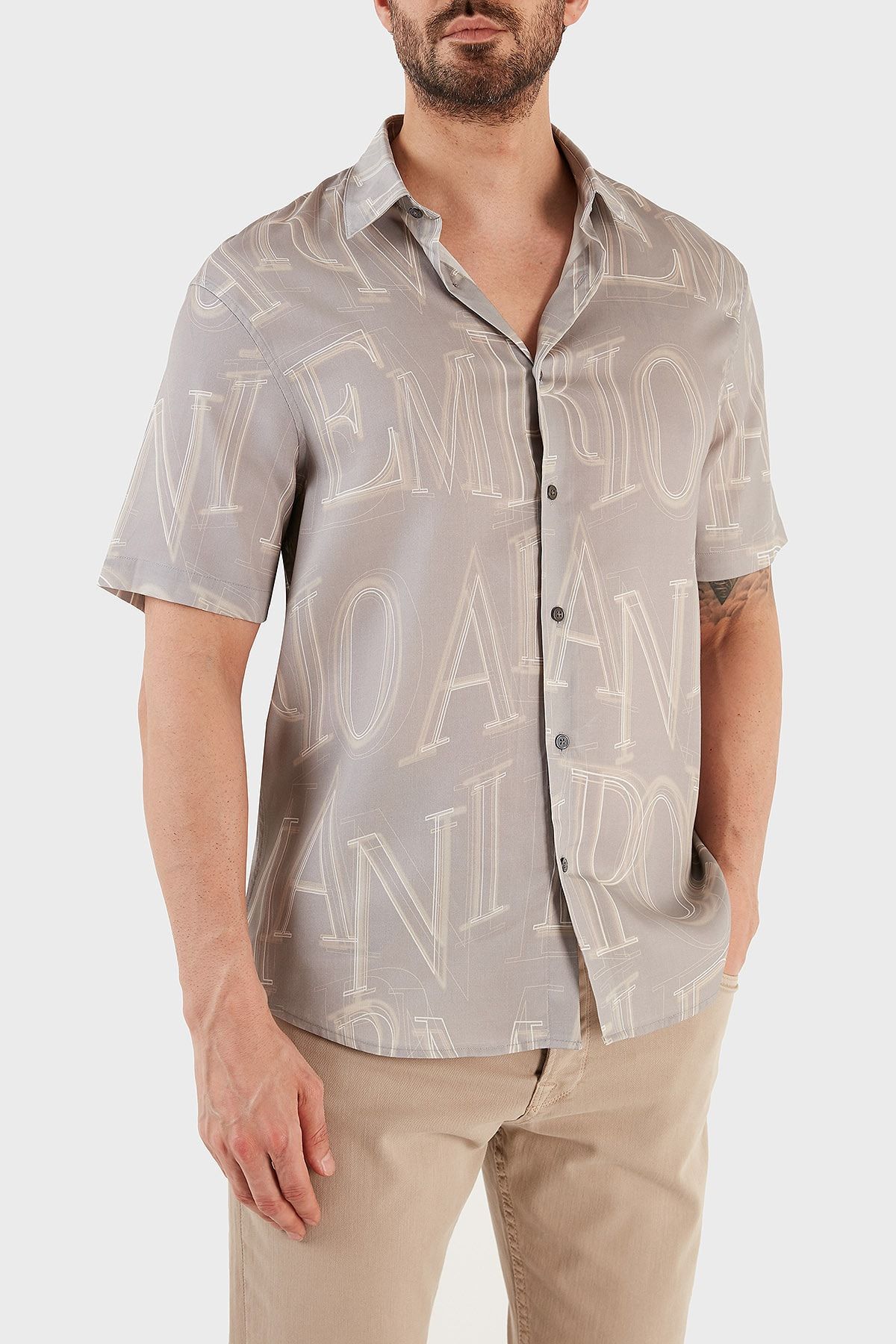 Grey armani shirt new arrivals