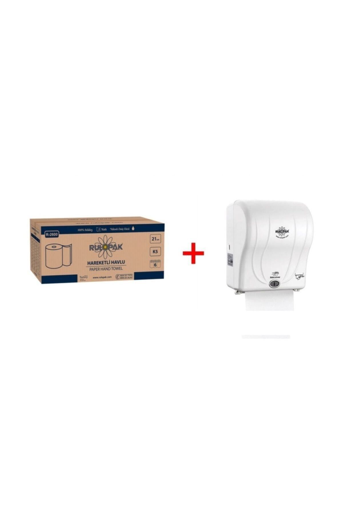 Rulopak 21 Cm Hareketli Havlu 5kg + 21cm.sensörlü Havlu Makinesi Beyaz Renk Set