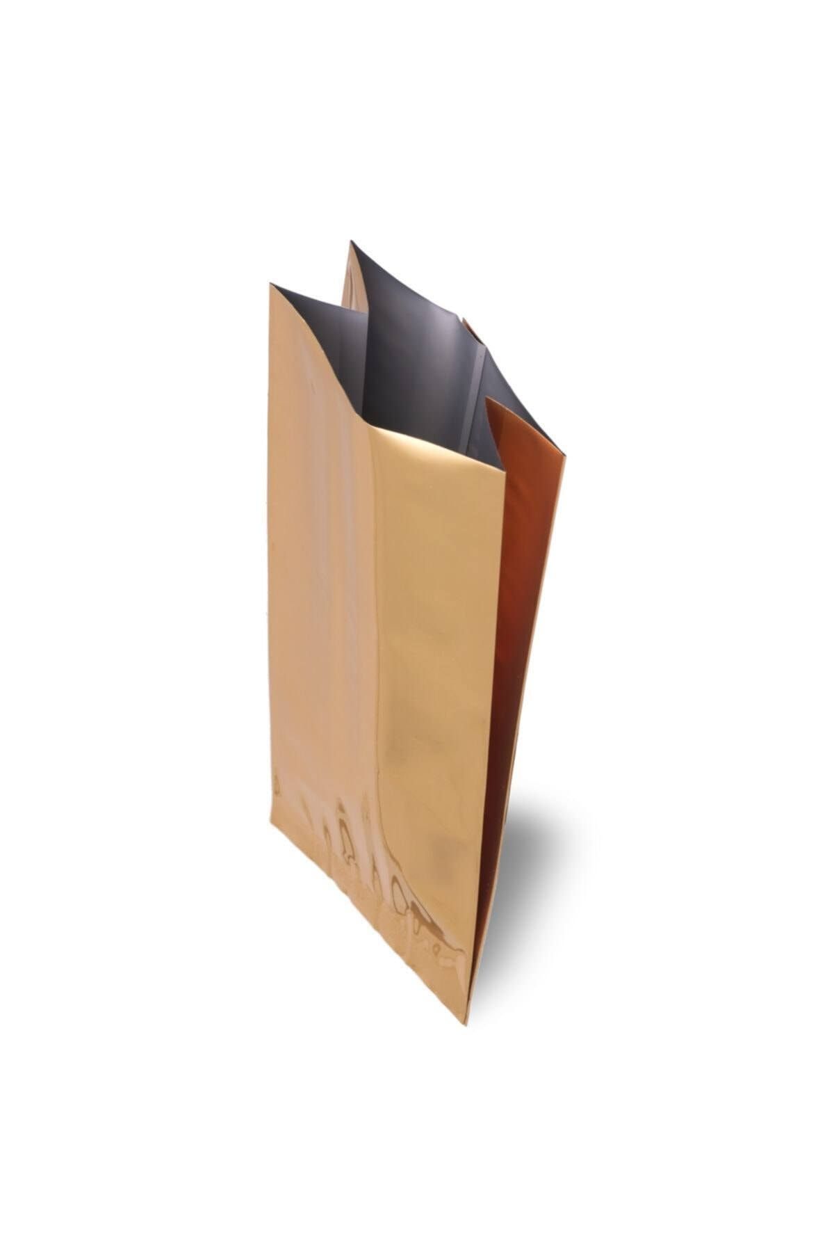 onlinepoşet Valfli Gold Yandan Körüklü Alüminyum Torba 100 Adet - 10x34 Cm