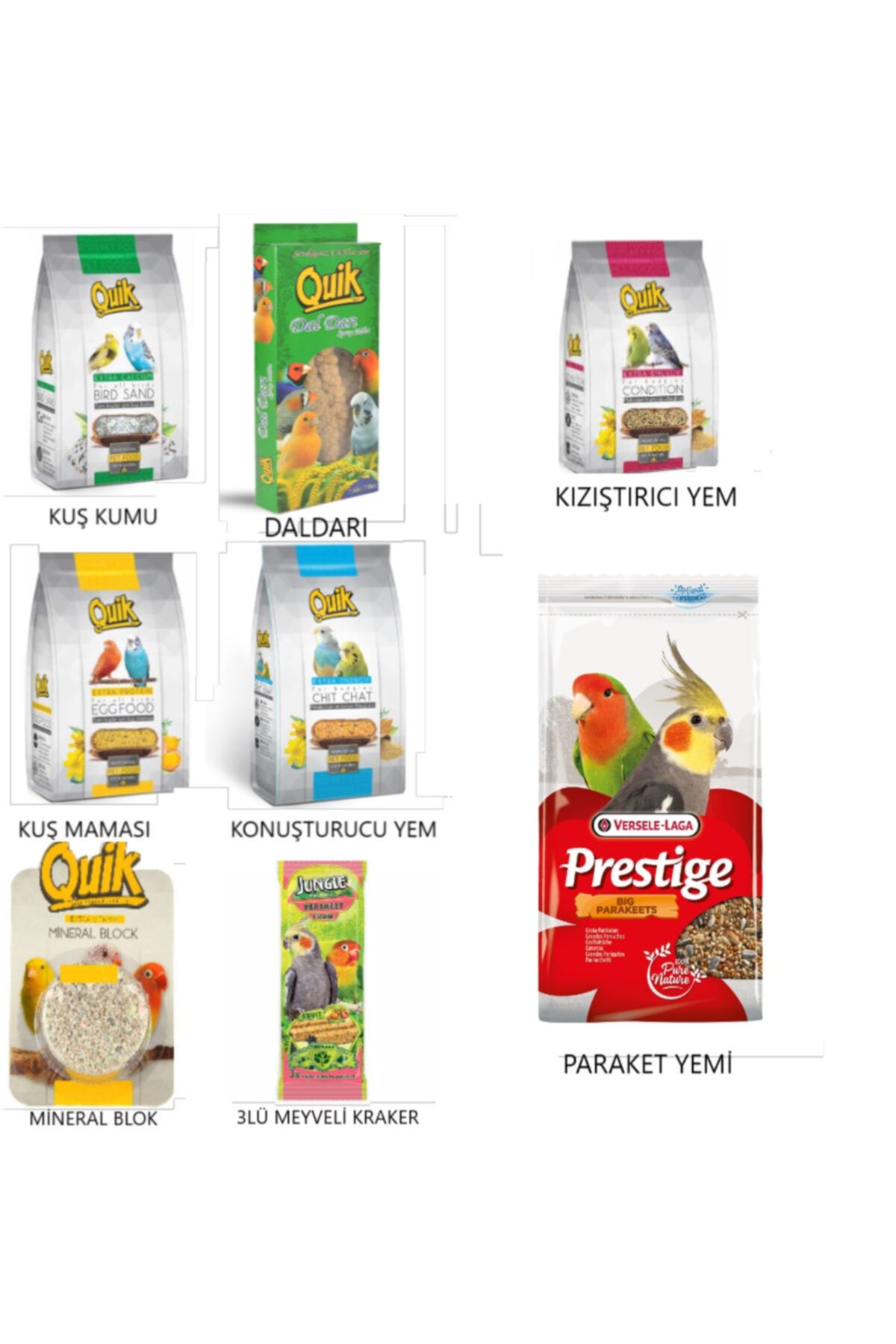 Versele Laga Quik Paraket Kuş Yem Mineral Seti Kızıştırıcı Konuşturucu Gaga Taşı 6 Parça