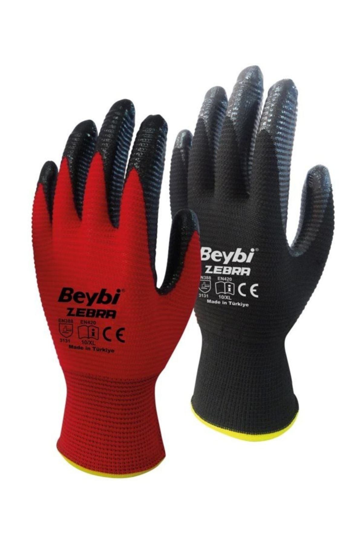 Beybi İş Eldiveni Nitril Kaplama Zebra ( 48 Çift )