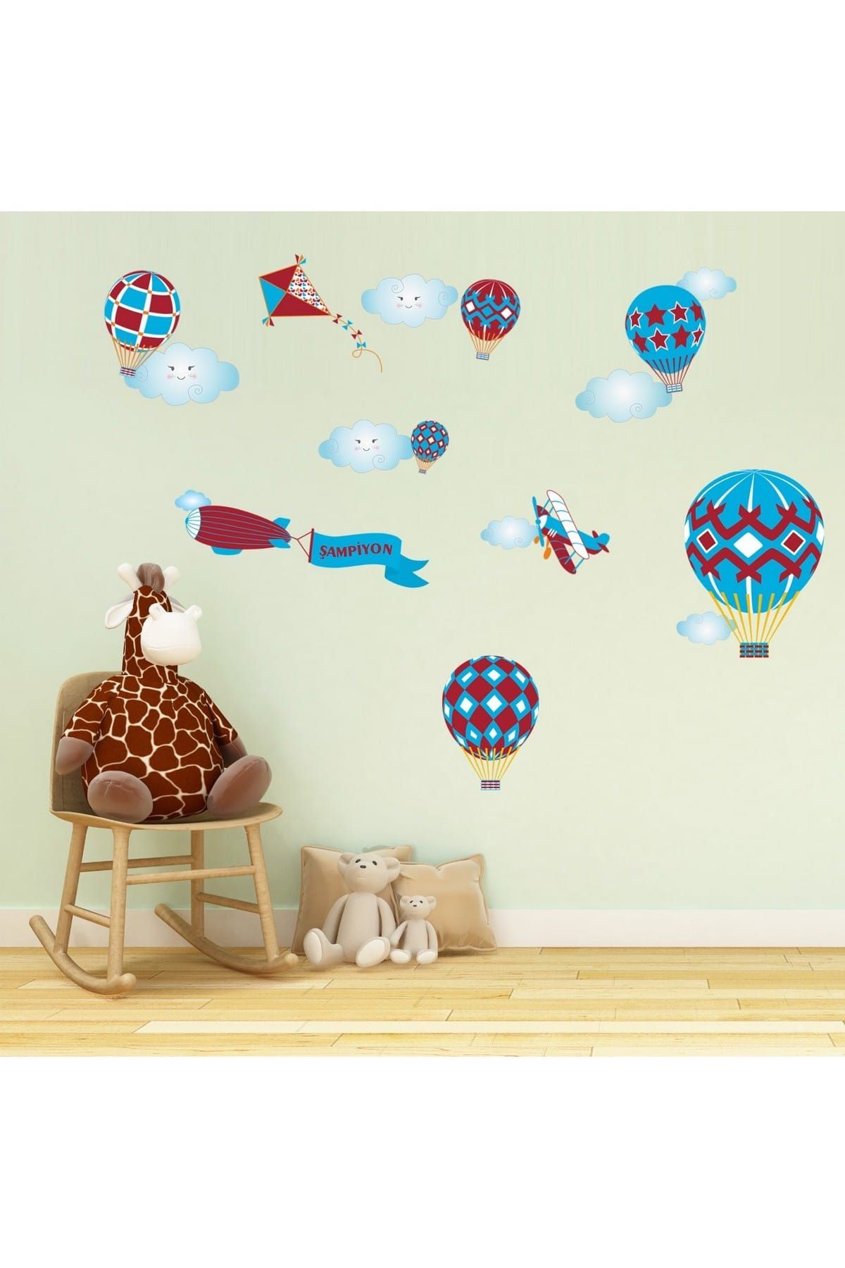 Dekor Loft Şampiyon Uçan Balonlar Çocuk Odası Duvar Sticker