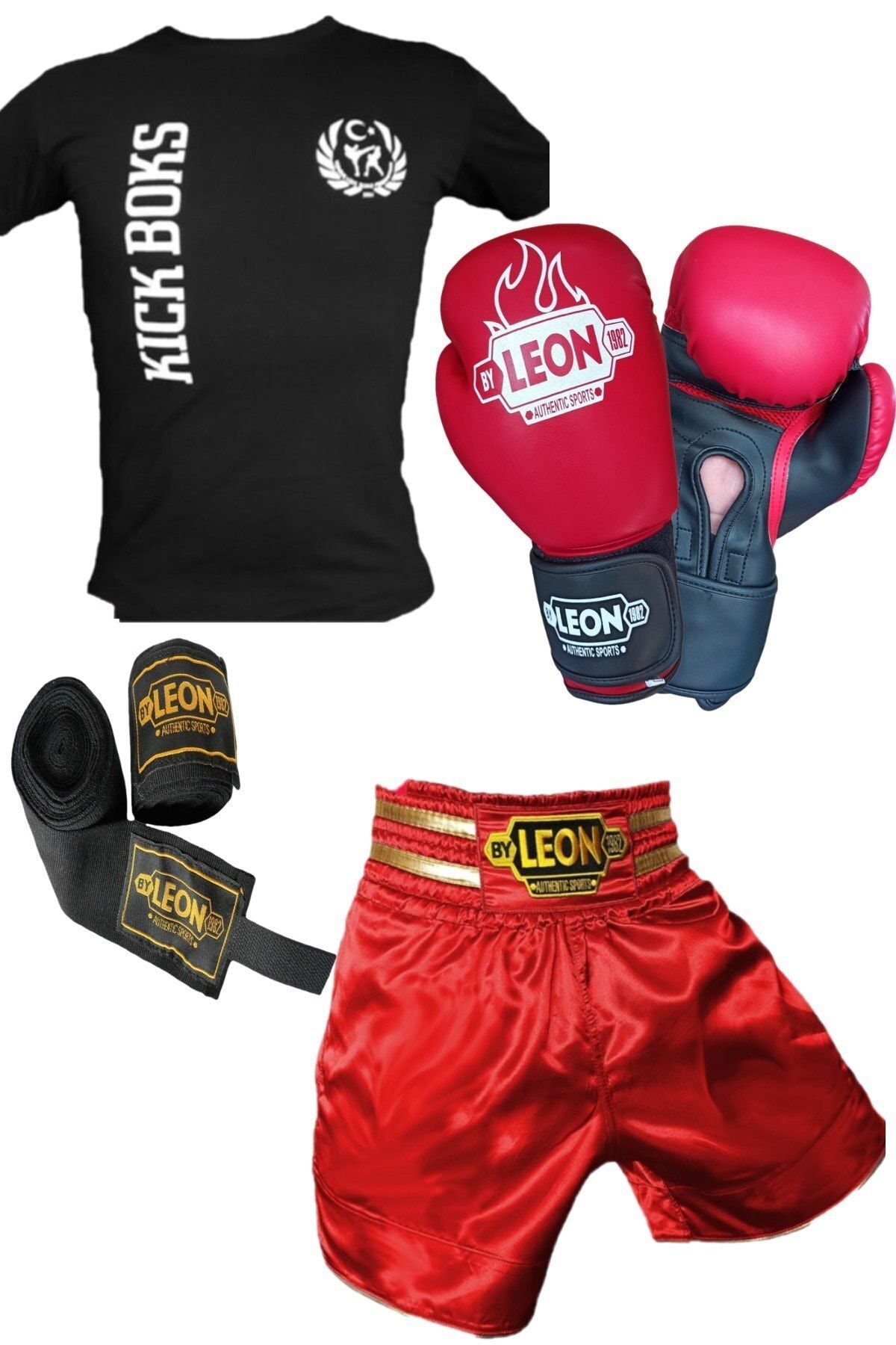 By Leon 1982 Kickboks,Boks,thai Eldiveni Tişört  Seti