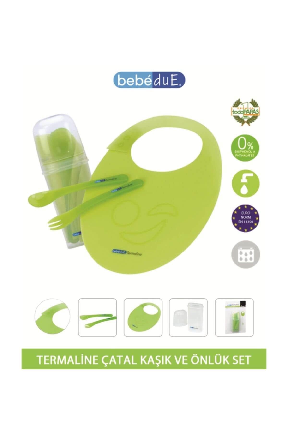Bebedue Termaline Çatal Kaşık Ve Önlük Seti