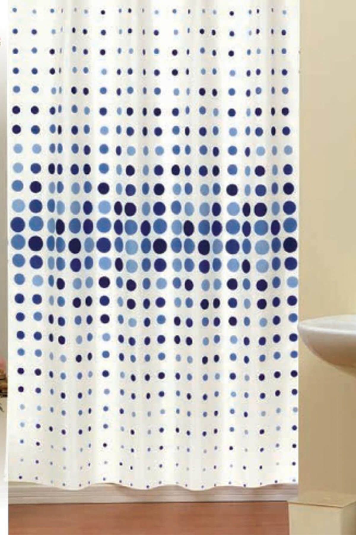 Evdy Banyo Duş Perdesi 4961 Çift Kanat Mavi 2X110x200