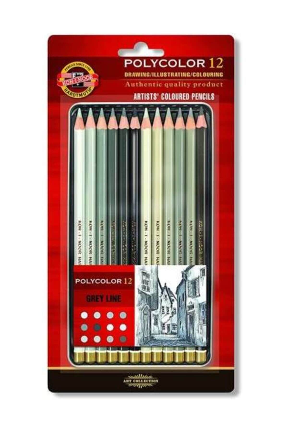 kohinoor polycolor artist kuru boya kalemi 12 renk gri tonlar metal kutu fiyati yorumlari trendyol