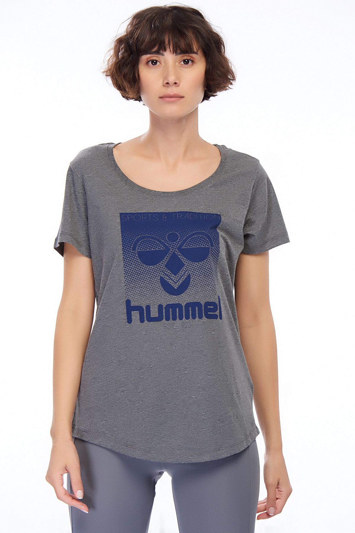 HUMMEL HMLBELLE T-SHIRT S/S Gri Kadın Kısa Kol Tişört 100581109