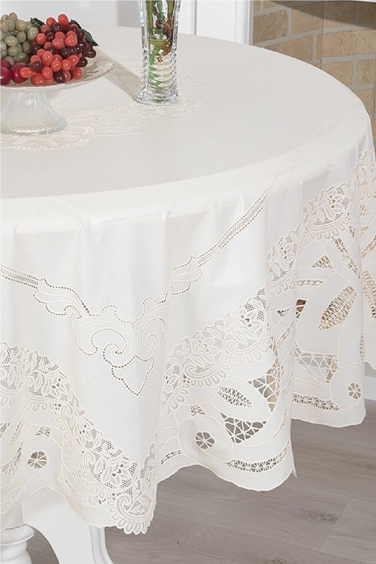 english home glam damask vinil yuvarlak masa ortusu 178 cm fildisi fiyati yorumlari trendyol