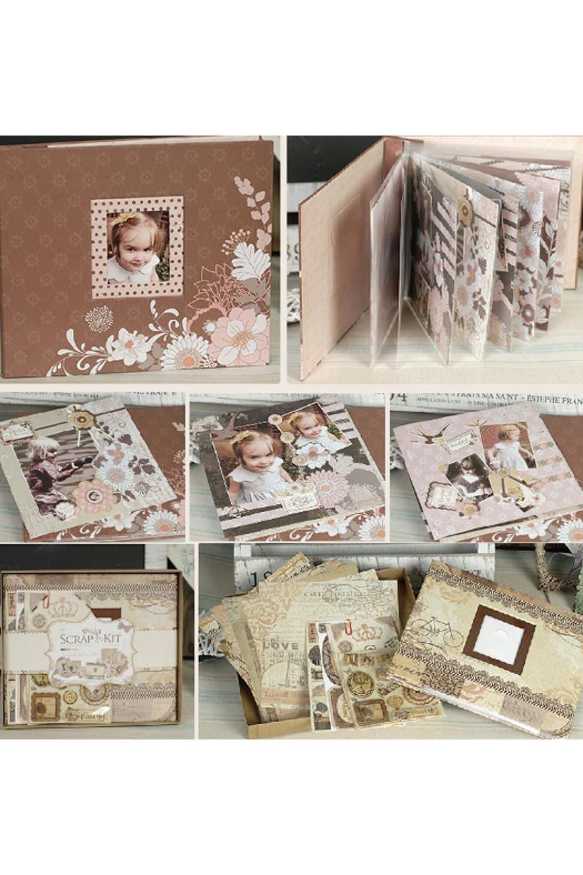 MUKKO HOME Vintage Scrap Kit Albüm Sevgili Konsept Bej