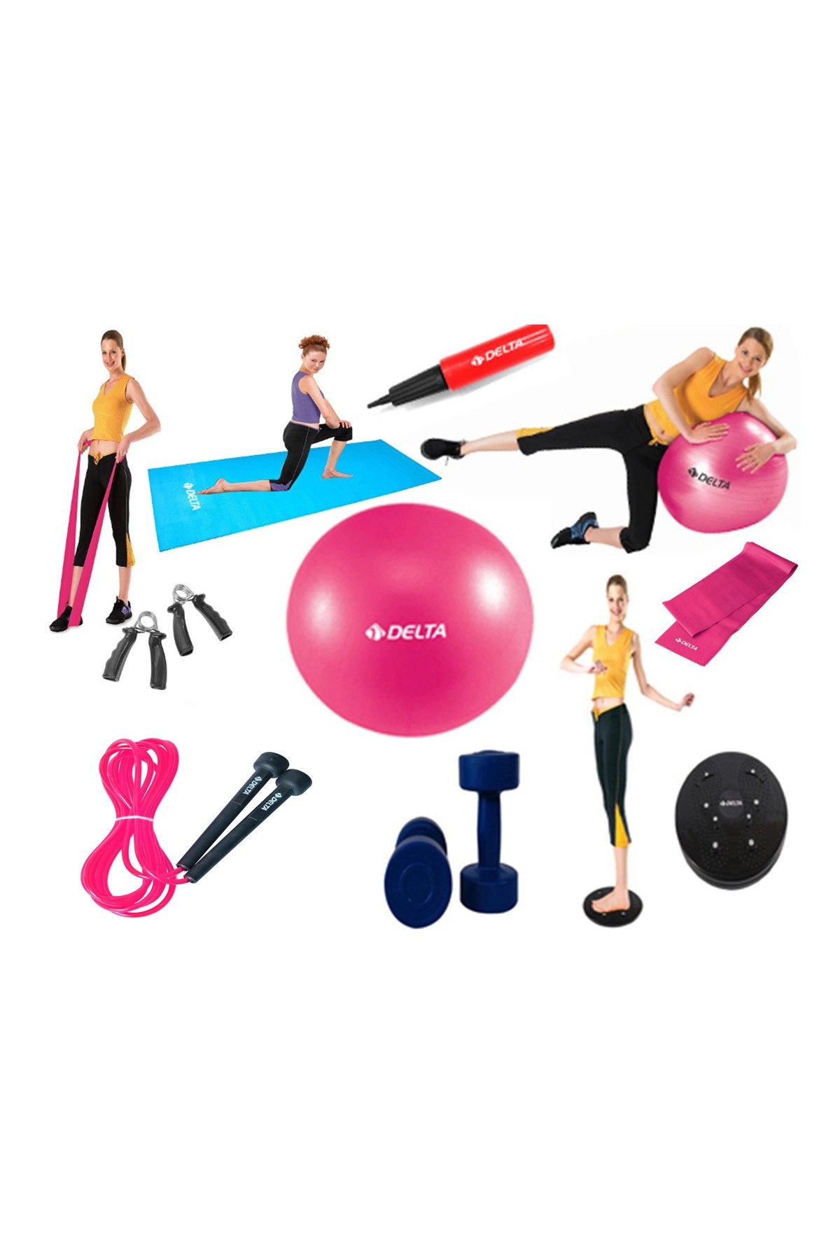 Delta 65 cm Fuşya Pilates Topu Ultra Pilates Seti - UPEMS 9