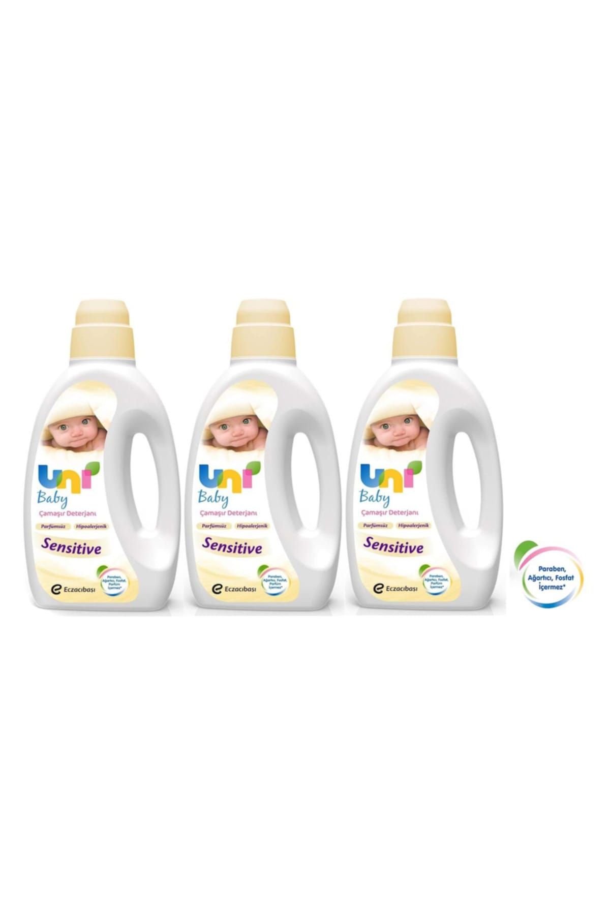 Uni Baby Sıvı Çamaşır Deterjanı 1800Ml 3 Lü Set Sensitive (Hipoalerjenik)
