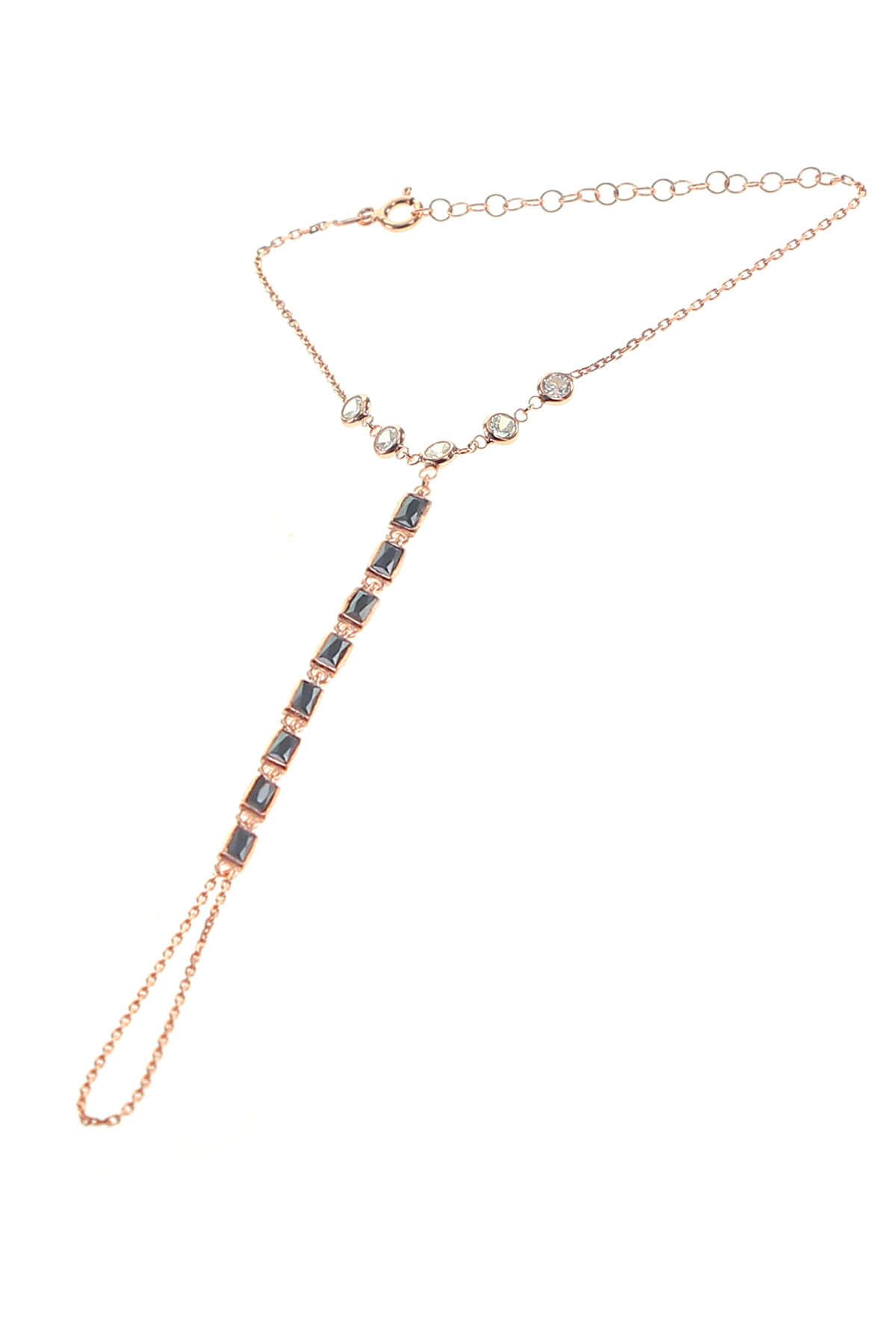 Söğütlü Silver Kadın Rose Renk Gümüş Zirkon Ve Onix Taşlı Şahmeran SGTL8610