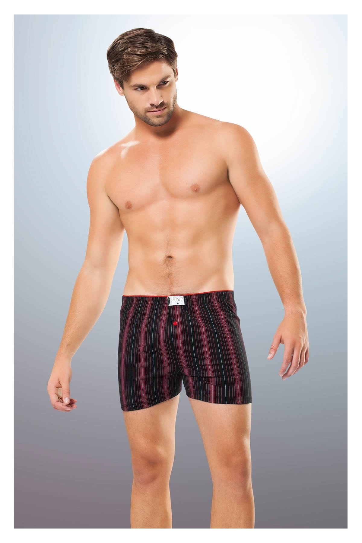 Anıt Erkek Füme Önü Düğmeli Geometrik Desenli Penye Boxer