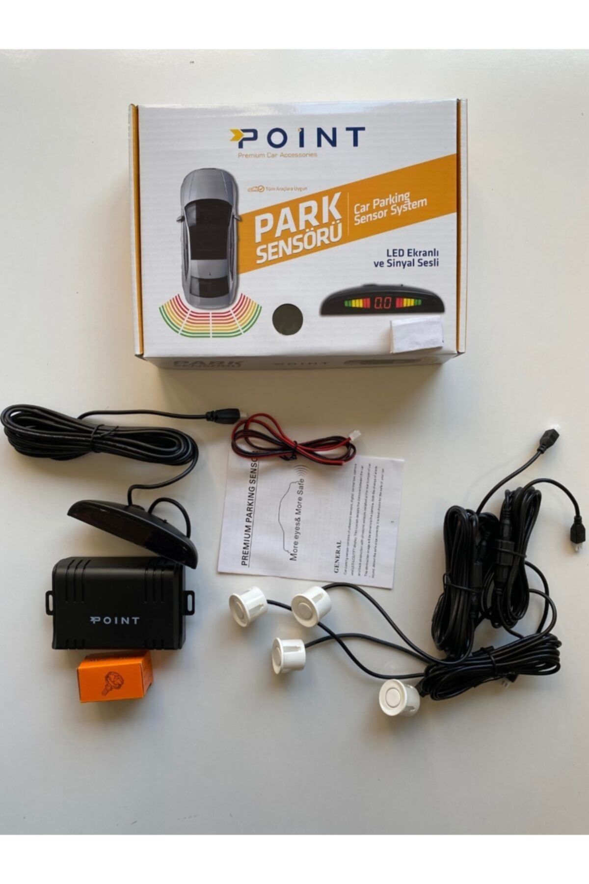 Point Park Sensörü Led Ekranlı Sinyal Sesli 22mm Beyaz A+kalite