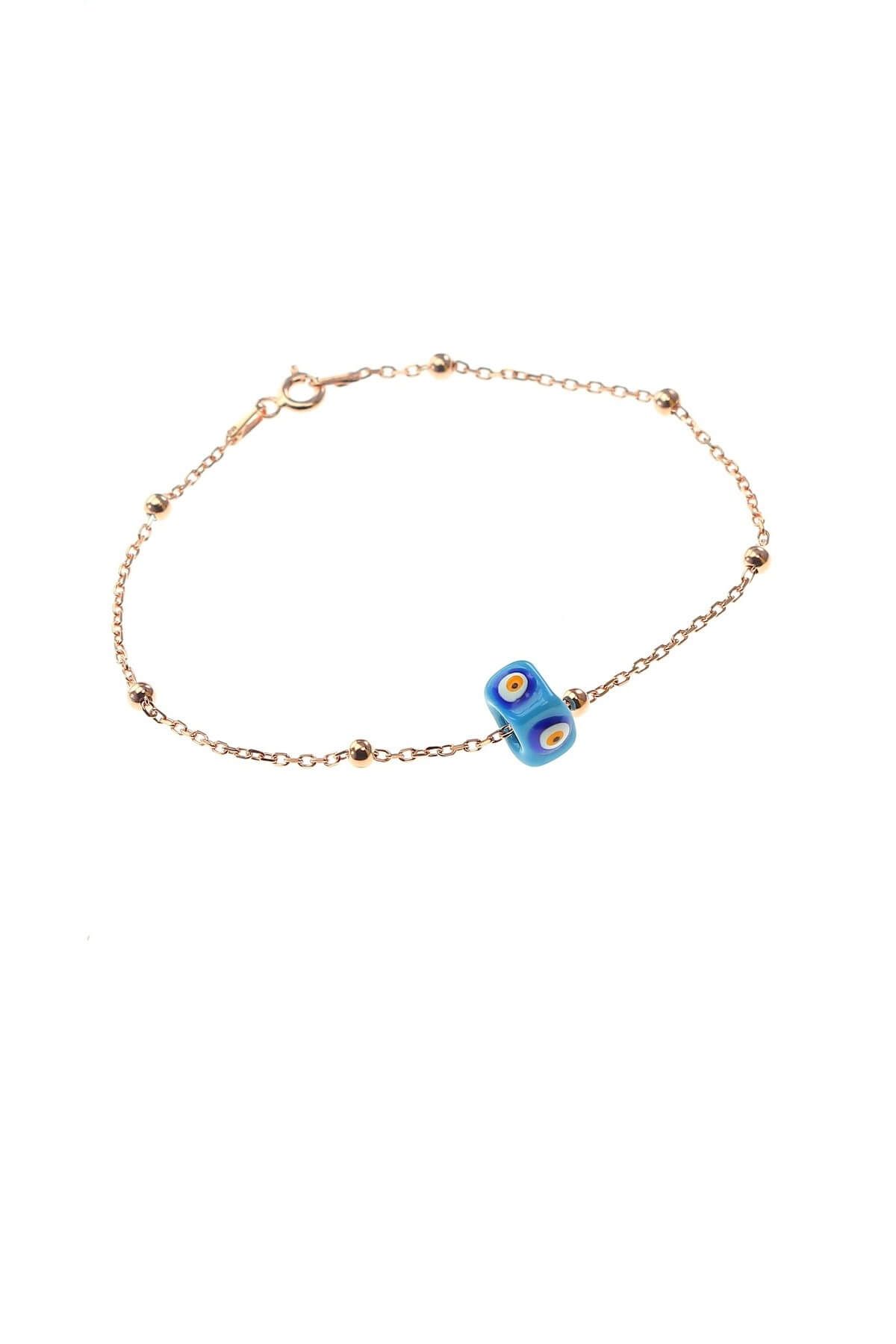Söğütlü Silver Kadın Gümüş Mineli Turkuaz Taşlı Top Top Bileklik SGTL8519