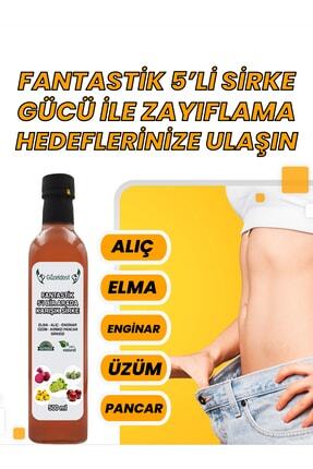 Doğal Karışık 5’li Sirke - Sağlıklı Beslenme Ve Kilo Kontrolüne Destek - El Yapımı Doğal Sirke Image 0