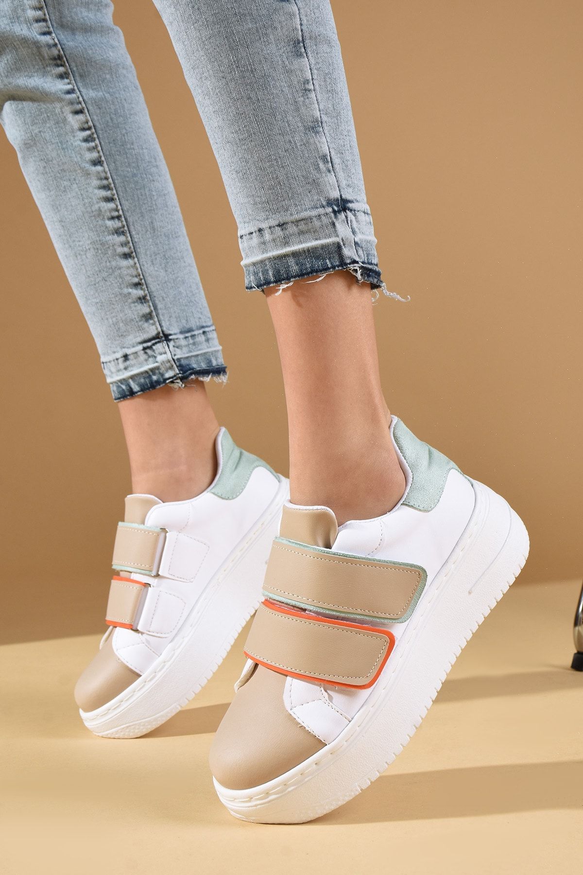 Womens white velcro trainers store