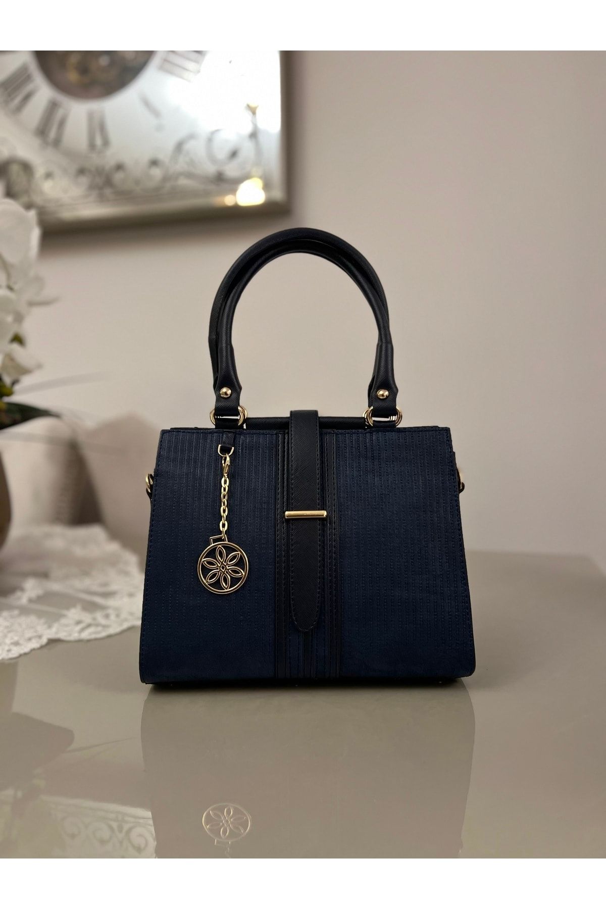 Navy and online silver handbags